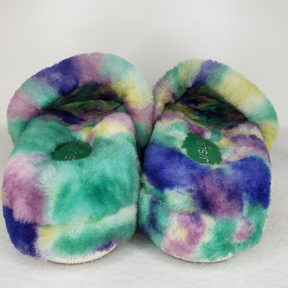 J. Slides Bryce Geniune Plush Sherling Multicolor Comfort Platform Slippers Sz 8 - Picture 5 of 11